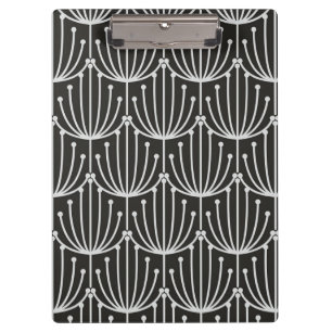 Abstraktes Vintage-Blumenmuster in Schwarz-Weiß-Mu Klemmbrett