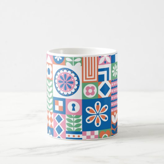 Abstraktes Vintages Blumenmuster. skandinavisch un Kaffeetasse (Mittel)