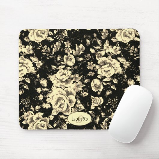 Abstraktes Vintages Blumensparkglas Monogramm Mousepad (Mit Mouse)