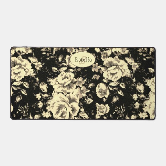 Abstraktes Vintages Blumensparkglas Monogramm Schreibtischunterlage (Vorderseite)