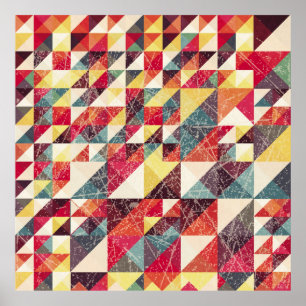 Abstraktes, Vintages geometrisches Hintergrundmust Poster