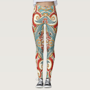 Abstraktes Vintages, grafisches Wiederholungs-Hint Leggings