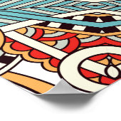 Abstraktes Vintages, grafisches Wiederholungs-Hint Poster (Ecke)