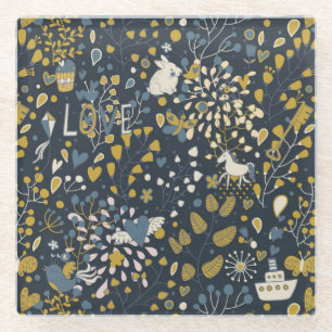 Abstraktes Vintages Muster Glasuntersetzer