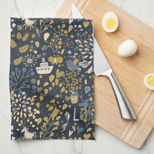 Abstraktes Vintages Muster Handtuch (Viertel Falte)