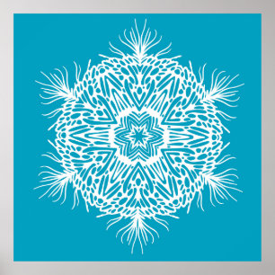 Abstraktes Vintages Muster kreativer Schneeflocke. Poster