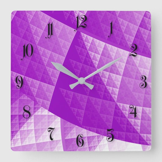 Abstraktes Violetmuster Quadratische Wanduhr (Vorderseite)