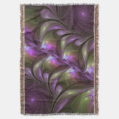 Abstraktes Violett Lila Khaki Fraktal Decke (Vorderseite Vertikal)