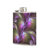 Abstraktes Violett Lila Khaki Fraktal Flachmann (Links)