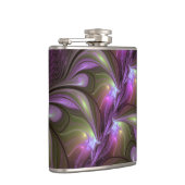 Abstraktes Violett Lila Khaki Fraktal Flachmann (Rechts)