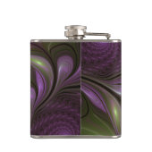 Abstraktes Violett Lila Khaki Fraktal Flachmann (Rückseite)