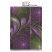 Abstraktes Violett Lila Khaki Fraktal Flachmann (Rückseite)