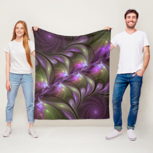 Abstraktes Violett Lila Khaki Fraktal Fleecedecke