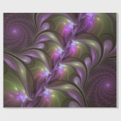 Abstraktes Violett Lila Khaki Fraktal Geschenkpapier (Flach)