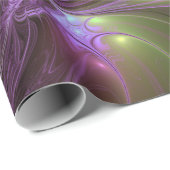 Abstraktes Violett Lila Khaki Fraktal Geschenkpapier (Rolleneckpunkt)