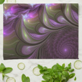 Abstraktes Violett Lila Khaki Fraktal Geschirrtuch (Gefaltet)