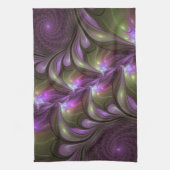 Abstraktes Violett Lila Khaki Fraktal Geschirrtuch (Vertikal)
