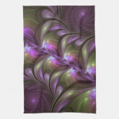 Abstraktes Violett Lila Khaki Fraktal Geschirrtuch (Vertikal)