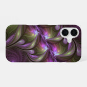 Abstraktes Violett Lila Khaki Fraktal iPhone 16 Hülle (Rückseite (Horizontal))