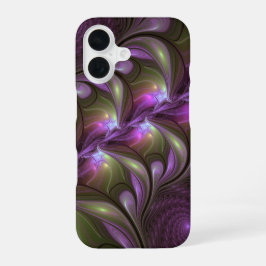 Abstraktes Violett Lila Khaki Fraktal iPhone 16 Hülle