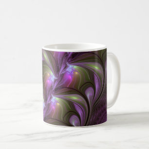 Abstraktes Violett Lila Khaki Fraktal Kaffeetasse