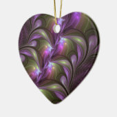 Abstraktes Violett Lila Khaki Fraktal Keramik Ornament (Links)