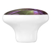 Abstraktes Violett Lila Khaki Fraktal Keramikknauf (Seitenansicht)