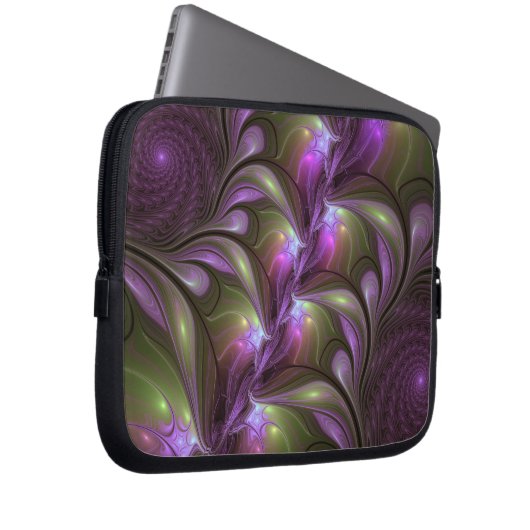 Abstraktes Violett Lila Khaki Fraktal Laptopschutzhülle (Vorne Rechts)