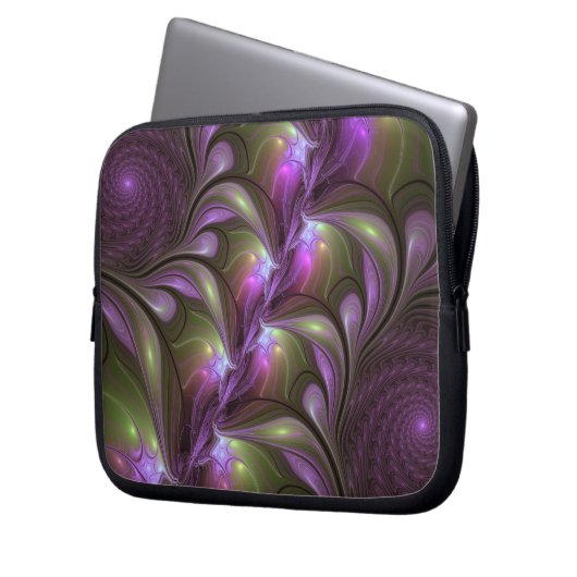 Abstraktes Violett Lila Khaki Fraktal Laptopschutzhülle (Vorderseite Links)
