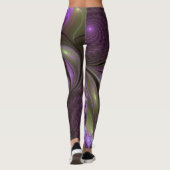 Abstraktes Violett Lila Khaki Fraktal Leggings (Rückseite)