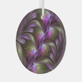 Abstraktes Violett Lila Khaki Fraktal Ornament Aus Glas (Vorderseite Rechts)