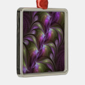 Abstraktes Violett Lila Khaki Fraktal Ornament Aus Metall (Rechts)