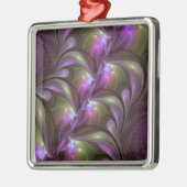 Abstraktes Violett Lila Khaki Fraktal Ornament Aus Metall (Links)