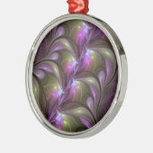 Abstraktes Violett Lila Khaki Fraktal Ornament Aus Metall (Links)