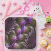 Abstraktes Violett Lila Khaki Fraktal Pappteller (Party)