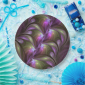 Abstraktes Violett Lila Khaki Fraktal Pappteller (Party)