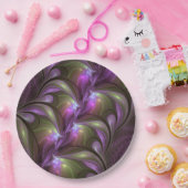 Abstraktes Violett Lila Khaki Fraktal Pappteller (Party)