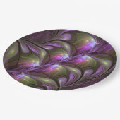 Abstraktes Violett Lila Khaki Fraktal Pappteller (Schrägansicht)