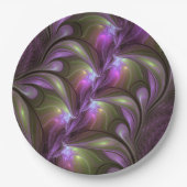 Abstraktes Violett Lila Khaki Fraktal Pappteller (Vorderseite)