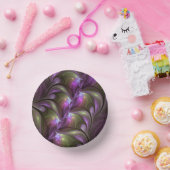 Abstraktes Violett Lila Khaki Fraktal Pappteller (Party)