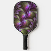 Abstraktes Violett Lila Khaki Fraktal Pickleball Schläger (Rückseite)