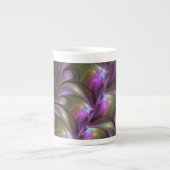 Abstraktes Violett Lila Khaki Fraktal Porzellantasse (Vorderseite)