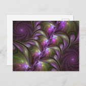Abstraktes Violett Lila Khaki Fraktal Postkarte (Vorne/Hinten)