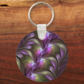 Abstraktes Violett Lila Khaki Fraktal Schlüsselanhänger (Vorderseite)