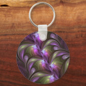 Abstraktes Violett Lila Khaki Fraktal Schlüsselanhänger (Vorderseite)