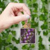 Abstraktes Violett Lila Khaki Fraktal Schlüsselanhänger (Hand)