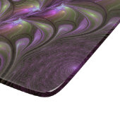 Abstraktes Violett Lila Khaki Fraktal Schneidebrett (Ecke)