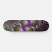 Abstraktes Violett Lila Khaki Fraktal Skateboard (Horizontal)