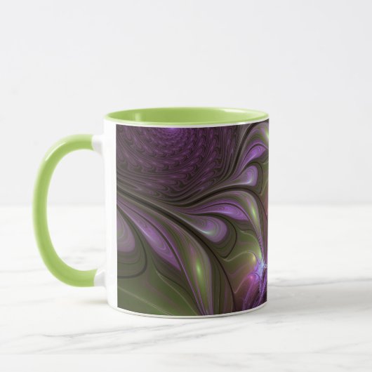 Abstraktes Violett Lila Khaki Fraktal Tasse (Links)