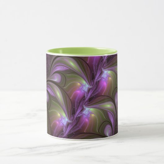 Abstraktes Violett Lila Khaki Fraktal Tasse (Zentrum)